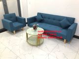  Set ghế sofa phòng khách xanh dương NS02 giá rẻ bọc vải bố 