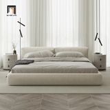  Giường ngủ bọc vải nỉ trắng kem giá rẻ GN48 Amos cho gia đình 