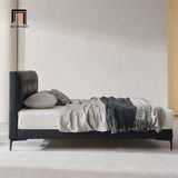  Giường ngủ cao cấp bọc da giả màu đen GN79 Kirk cho căn hộ 