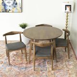  Bộ bàn ăn tròn gỗ cao su 44-KH4-G12-B93 4 ghế màu nâu cafe 