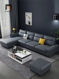  Set ghế sofa góc gia đình GT245 Byton 3m x 1m6 da xám đậm 