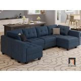  Bộ ghế sofa U vải nỉ xám trắng UT12 Teangela dài 3m gia đình 