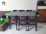  Set bàn ăn 6 ghế ngồi giá rẻ 12-KH6-G3-B108 màu nâu đậm 