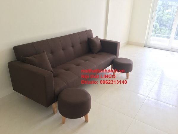 bộ ghế sofa giường giá rẻ màu nâu đậm