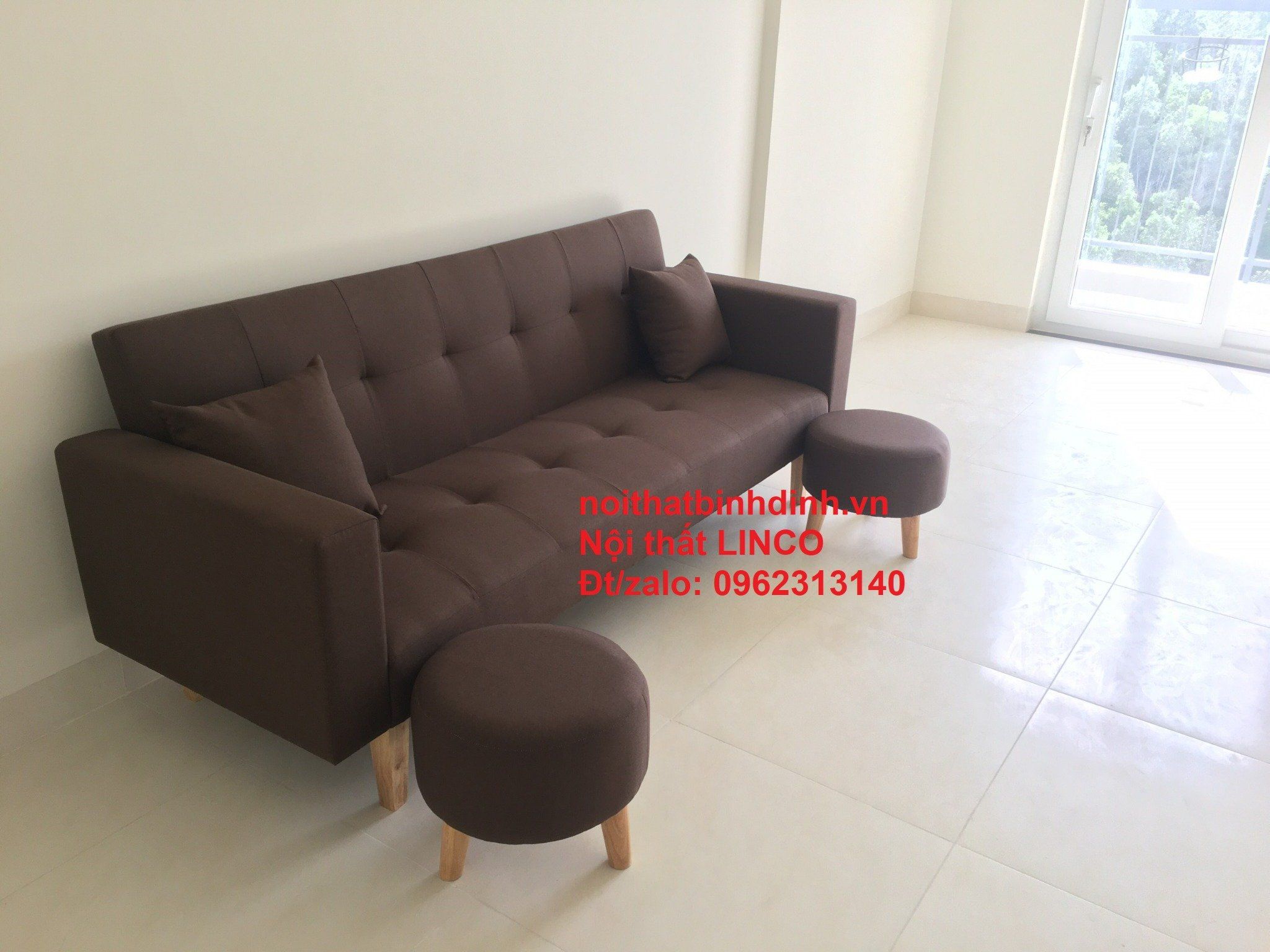  Bộ bàn ghế sofa bed đa năng BTV nâu đậm dài 2m cho phòng nhỏ 