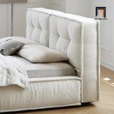  Giường ngủ vải lông cừu trắng kem GN33 Darcy 1m6 x 2m đẹp 
