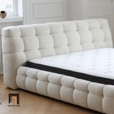 Giường ngủ màu trắng cho gia đình GN36 Addie vải lông cừu 