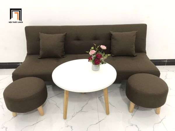 bộ ghế sofa giường giá rẻ nâu đậm