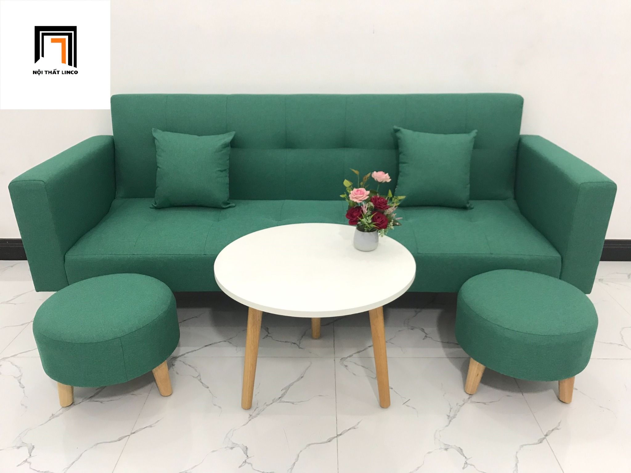  Bộ ghế sofa giường thông minh BTV 2m hiện đại màu xanh ngọc 