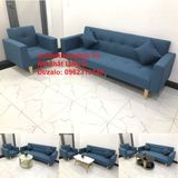  Set ghế sofa phòng khách xanh dương NS02 giá rẻ bọc vải bố 