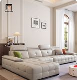  Bộ ghế sofa góc da công nghiệp GT261 Palo 3m x 1m6 xám trắng 