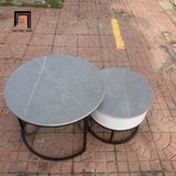  Cặp bàn trà hình tròn mặt đá xám BTPK3 Coupin sang trọng 