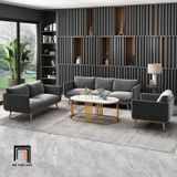  Ghế sofa đơn sang trọng DT79 Genlis bọc vải nhung xám đen 