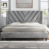  Giường ngủ màu xám vải nhung GN64 Permelia đẹp sang trọng 