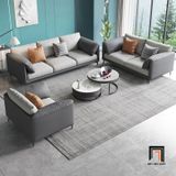  Ghế sofa băng 3 chỗ ngồi BT297 Lesca 2m15 phối màu xám da giả 