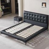  Giường ngủ cao cấp bọc da giả màu đen GN79 Kirk cho căn hộ 
