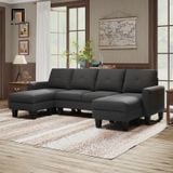  Bộ ghế sofa U xám đen vải nỉ UT27 Eilean dài 2m6 giá rẻ 