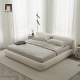  Giường ngủ bọc vải nỉ trắng kem giá rẻ GN48 Amos cho gia đình 