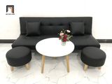  Bộ ghế sofa giường nhỏ gọn simili giả da đen dài 1m72 