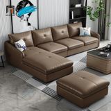  Bộ ghế sofa góc L da giả màu nâu GT229 Croxdale 2m5 x 1m7 