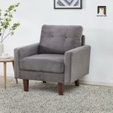  Ghế sofa đơn 1 chỗ ngồi DT8 Brook vải nhung trắng kem 
