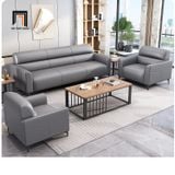 Bộ ghế sofa văn phòng làm việc KT163 Trawen bọc da giả đen 