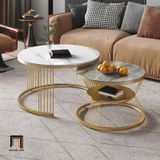  Cặp bàn sofa đôi mặt đá trắng BSF34 Rolate cho văn phòng nhỏ 