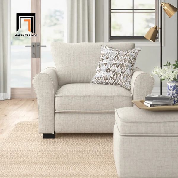 Sofa đơn màu xám trắng cho gia đình