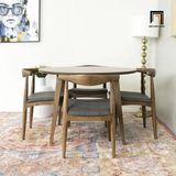  Bộ bàn ăn tròn gỗ cao su 44-KH4-G12-B93 4 ghế màu nâu cafe 