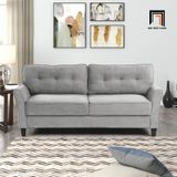  Bộ ghế sofa gia đình hiện đại KT97 Aliete vải nhung màu xám 