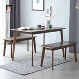  Set bàn ăn gia đình 2 ghế bench 43-KH4-G105-B108 gỗ cao su 