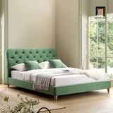  Giường ngủ màu xanh lá vải nhung GN67 Leaminton giật lún đẹp 