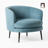  Ghế sofa đơn tròn giá rẻ DT18 Viv màu xanh dương vải nhung 