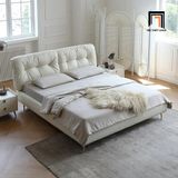  Giường ngủ gia đình cao cấp GN43 Noral bọc da giả Pu trắng 