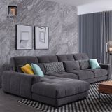  Bộ ghế sofa góc L 2m2 x 1m6 GT210 Buyuki xám đen vải nỉ 