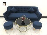  Bộ ghế sofa băng BL10 BGN dài 1m9 xanh dương đậm vải nhung 
