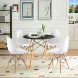  Bộ bàn ghế ăn hình tròn 2-OC4-GCF1-B2 4 ghế nhựa trắng xinh 