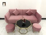 Ghế sofa băng BB dài 1m9 màu hồng phấn vải nhung giá rẻ 