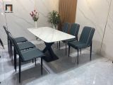  Bộ bàn ghế ăn gia đình sang trọng 5-BAD6-G11-B70 mặt đá trắng 