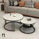  Cặp bàn sofa đôi mặt đá trắng BSF34 Rolate cho văn phòng nhỏ 