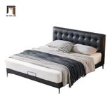  Giường ngủ cao cấp bọc da giả màu đen GN79 Kirk cho căn hộ 
