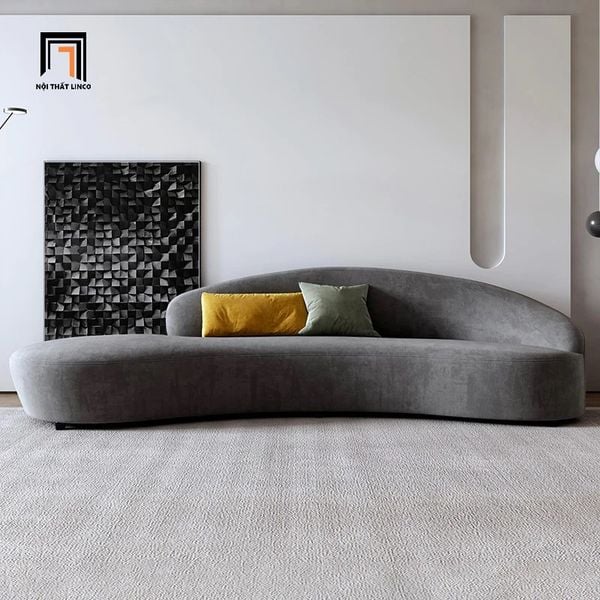 ghế sofa băng cong dài 2m4 vải nhung