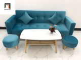  Bộ ghế sofa giường xanh dương vải nhung BTV 2m giá rẻ 