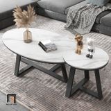  Bàn sofa xinh xắn cho sảnh chờ BSF10 Mebas mặt đá oval 80cm 