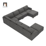  Set ghế sofa U vải nỉ màu xám UT13 Anureet cho phòng khách 