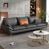  Set ghế sofa phòng khách bọc da Pu KT34 Maxky màu xám đậm 