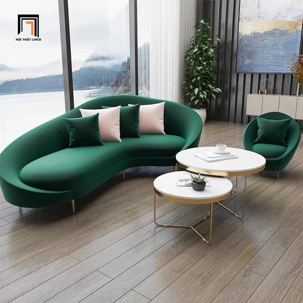  Sofa đơn cong đẹp cho các tiệm cửa hàng DT46 Simpson vải nhung 