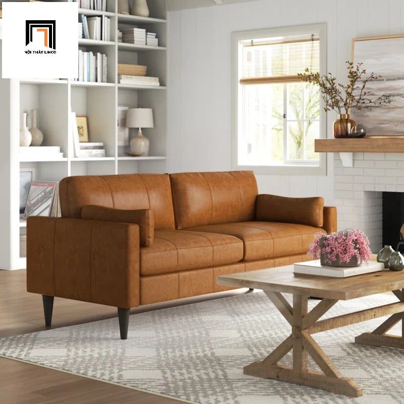 Sofa băng BT3 dài 1m9 da giả cao cấp màu nâu da bò 