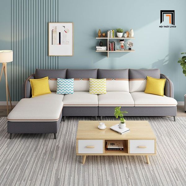 ghế sofa góc phối màu vải nỉ bố