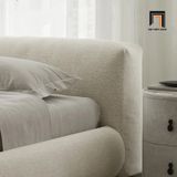  Giường ngủ bọc vải nỉ trắng kem giá rẻ GN48 Amos cho gia đình 